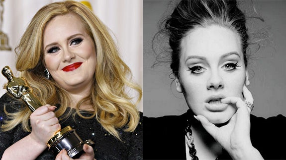 Imagen de Adele de 2012 y una actual.