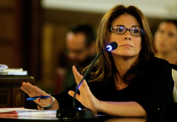 Mónica Margariños durante su declaración, ayer en Valencia.