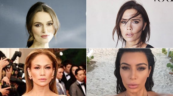 Keira Knightley, Victoria Beckham, Jennifer Lopez y Kim Kardashian.