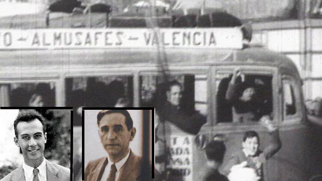 Imagen de Valencia durante la Guerra Civil con José Robles y Luis Lucia en la parte inferior izquierda.