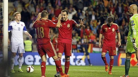 Alcácer, en el partido frente a Luxemburgo.