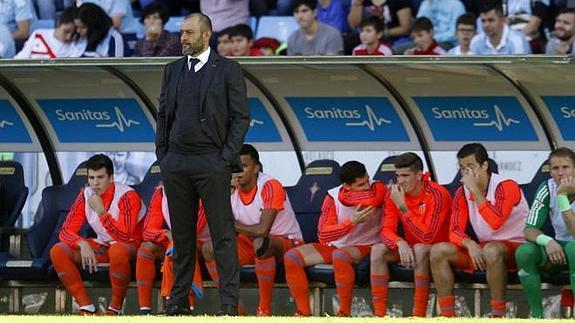 Nuno durante el partido ante el Celta en Balaídos.