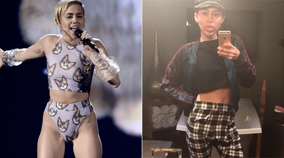 Miley Cyrus, en una imagen de archivo de 2013, y en la actualidad. 