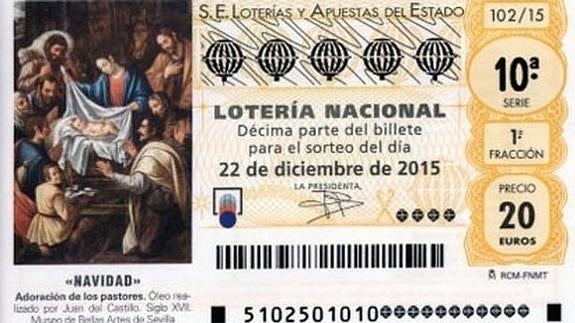 Sorteo de Navidad 2015. Quinto Premio: 43221. Vendido en Sant Mateu