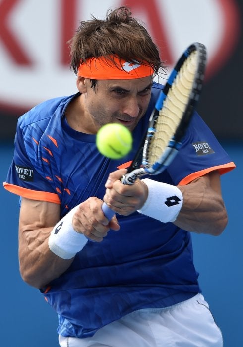 Ferrer, durante el partido ante Johnson. :: afp photo