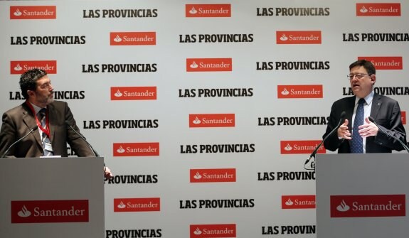  Coloquio. El director de LAS PROVINCIAS, Julián Quirós, y el presidente de la Generalitat, Ximo Puig, ayer.
