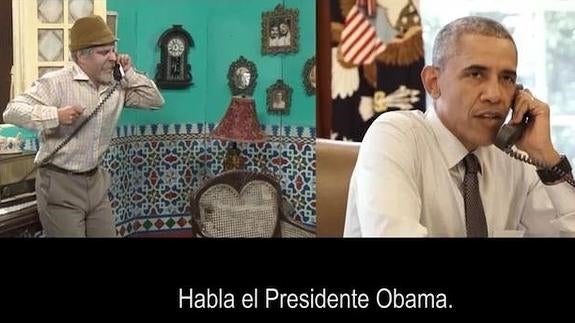 Un momento del 'sketch' protagonizado por el humorista cubano Pánfilo y por el presidente de Estados Unidos, Barack Obama.