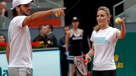 El tenista español Feliciano López y la cantante Edurne durante el Charity Day.