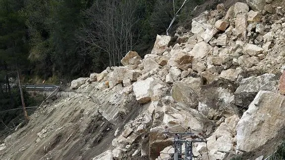 Derrumbamiento en Cortes de Pallás. 