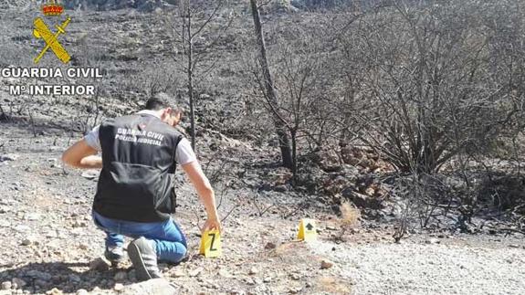 Un agente inspecciona la zona.