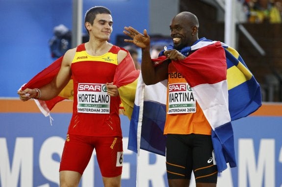  Bruno Hortelano y el holandés Churandy Martina. :: reuters