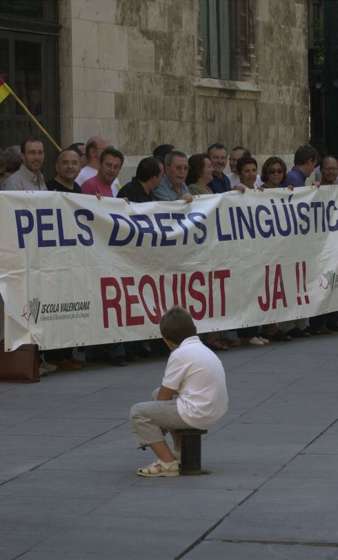 Imagen de una protesta por los derechos lingüísticos. 
