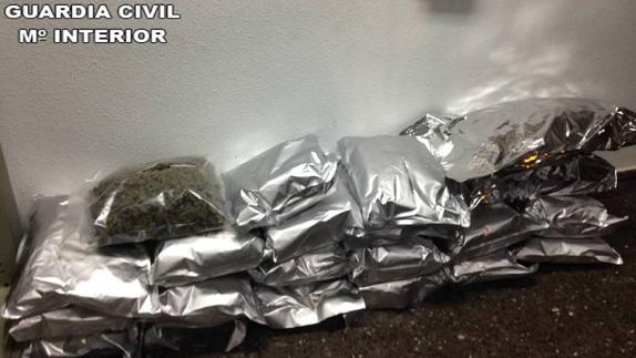 Marihuana incautada por la Guardia Civil. 