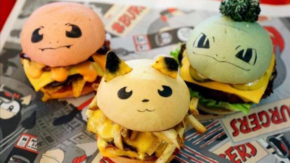 Las 'pokéburgers' de Pikachu, Bulbasaur y Charmander. 