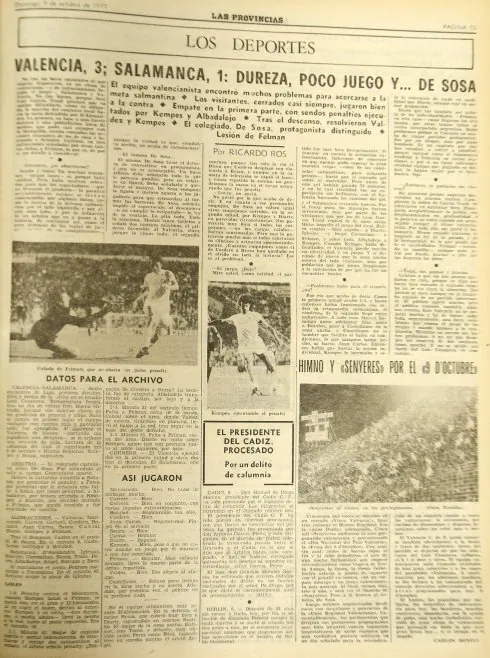  La reivindicación llega al fútbol. El 9 de octubre de 1977, LAS PROVINCIAS publicó la crónica del victoria del Valencia ante el Salamanca, un partido marcado por las reclamaciones autonomistas. :: lp
