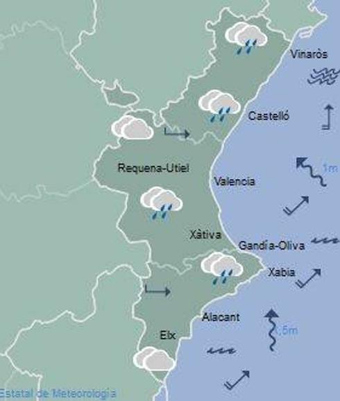 El tiempo en Valencia, Alicante y Castellón: las precipitaciones se mueven hacia el nordeste