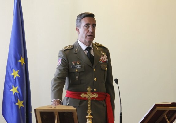 El general Jaime Domínguez Buj, durante el acto de toma de posesión de su cargo como Jefe del Estado Mayor del Ejército. :: efe