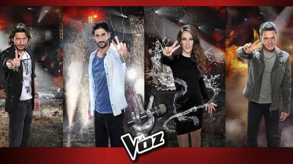 Manu Carrasco, Melendi, Malú y Alejandro Sanz, coaches de la cuarta edición de 'La Voz'.