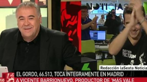 Le toca el Gordo a un trabajador de La Sexta y Ferreras le da el día libre en directo