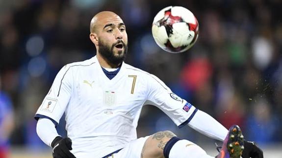 Simone Zaza, en un partido oficial con Italia.