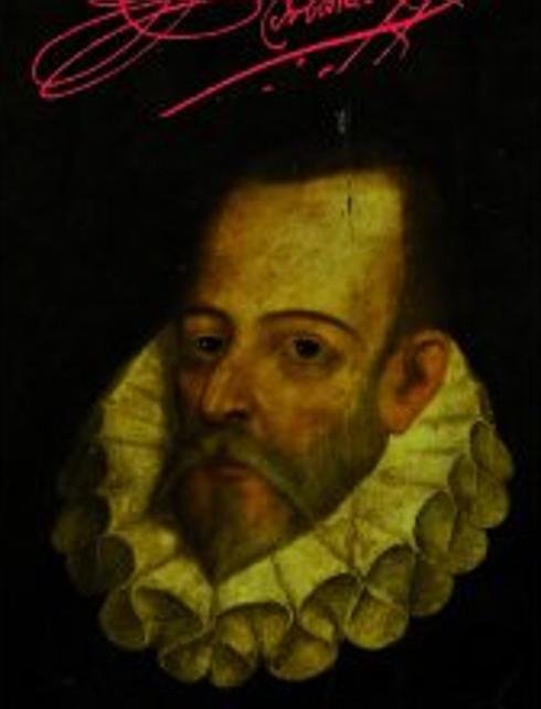Cervantes. En rojo, la firma de Cervantes de 1580, la rúbrica más antigua del literato. :: lp