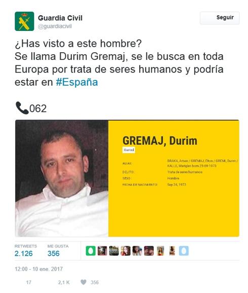 La Guardia Civil busca en España a uno de los fugitivos más peligrosos de Europa