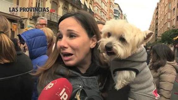 Cientos de mascotas acuden a la bendición de San Antonio Abad en la calle Sagunto