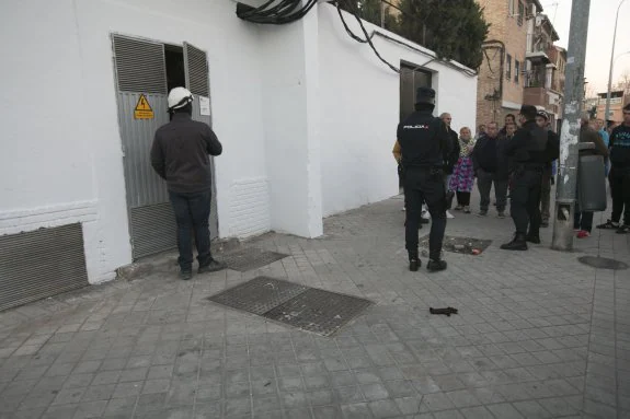 La policía escolta a los trabajadores de Endesa mientras reparan un transformador averiado en el barrio de La Paz de Granada, una zona donde se han realizado decenas de decomisos de plantaciones de marihuana. :: alfredo aguilarCarlos, frente a una estación de la eléctrica. :: fermín rodríguezDecomiso de plantas de marihuana en Granada. :: alfredo aguilar