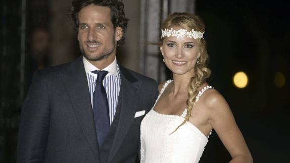 Feliciano López y Alba Carrillo el día de su enlace, en 2015.