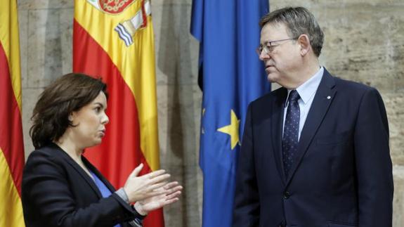 Soraya, junto a Ximo Puig en Valencia. 