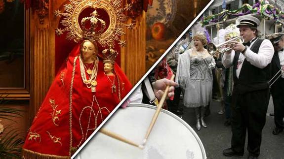 Virgen de Campanar y desfile de carnaval en New Orleans.