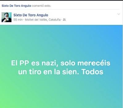 Un candidato de Compromís, al PP: «Sólo merecéis un tiro en la sien»