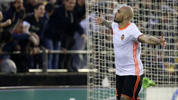 Simone Zaza celebra su gol ante el Real Madrid el 22 de febrero de 2017.