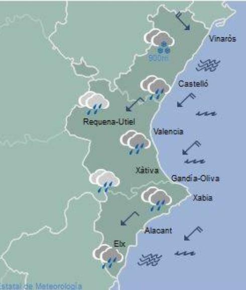 El tiempo en la Comunitat Valenciana | Alerta naranja por lluvia, nieve y fenómenos costeros