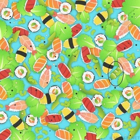 Solución | Encuentra al gusando entre el sushi