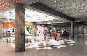 El acceso por los sótanos (imagen de la izquierda) y la entrada por los Jardines de Viveros (fotografía de la derecha). ::                             LP