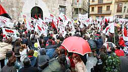 Concentración de profesores de la concertada en Valencia el pasado mes .