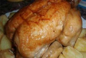 Gallina asada con miel