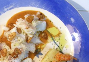 BACALAO CON CREMA DE MARISCO