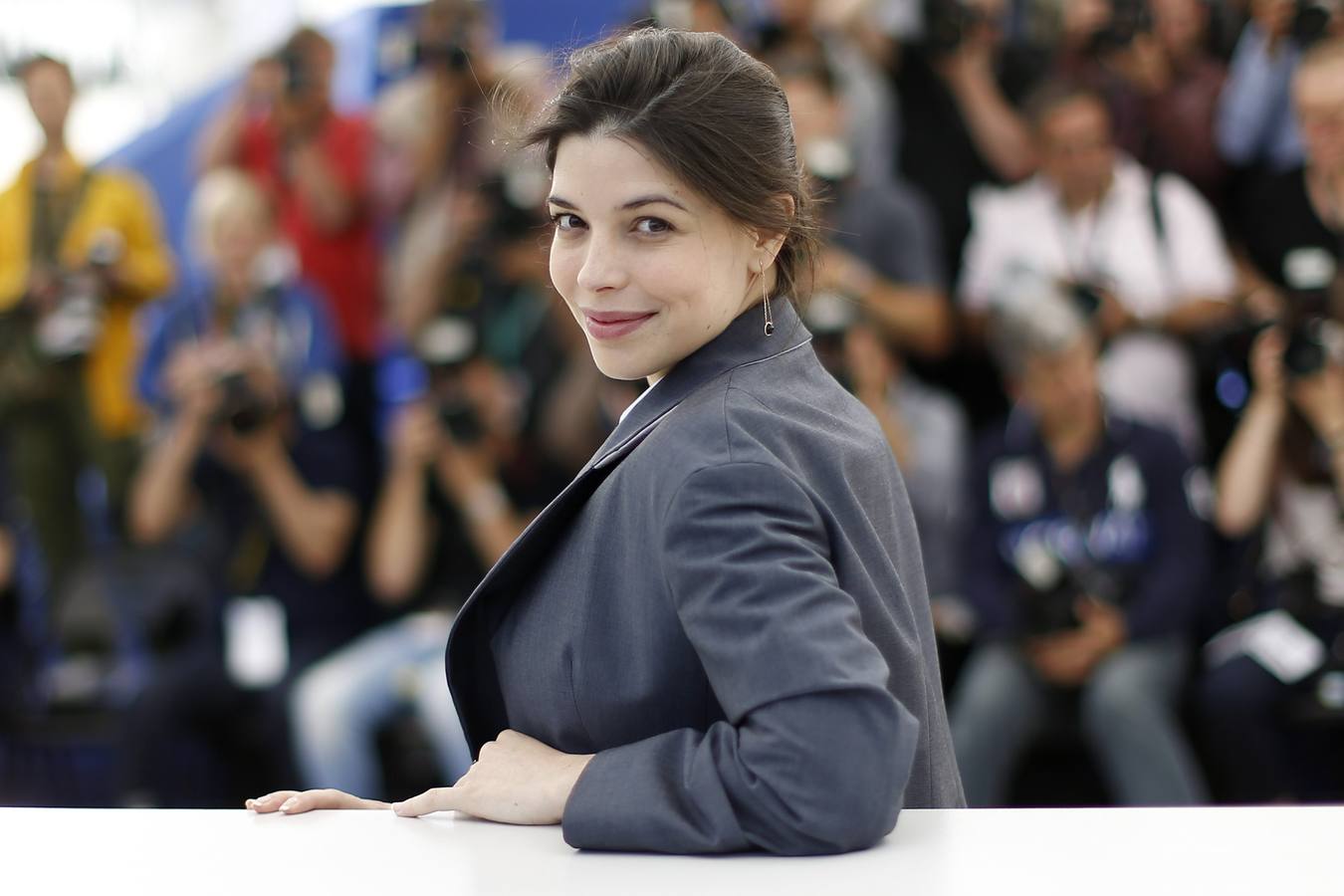 La actriz Heloise Godet durante la presentación de la película "Adieu au Language".