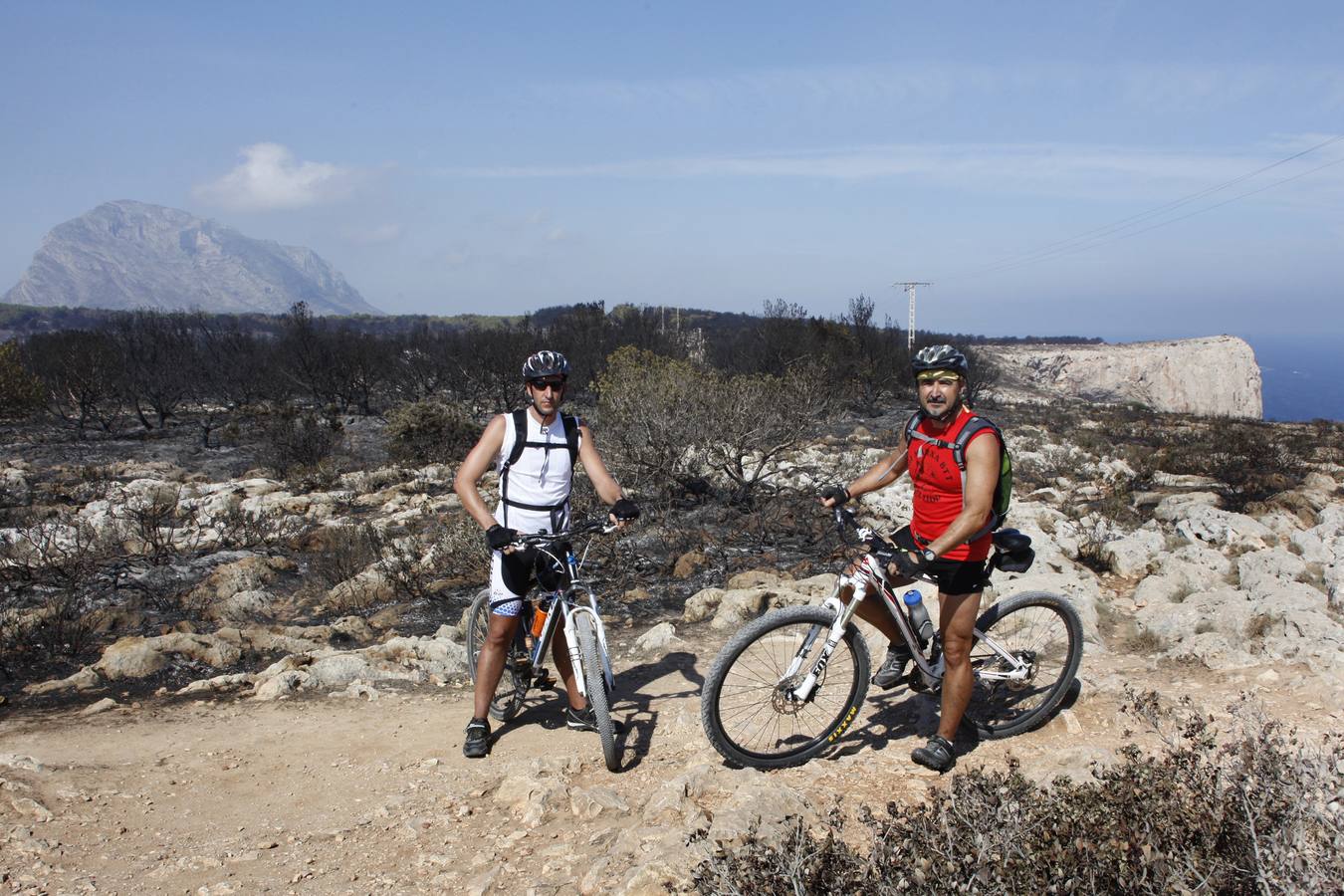 Tareas de limpieza tras el incendio forestal en el parque natural del Montgó