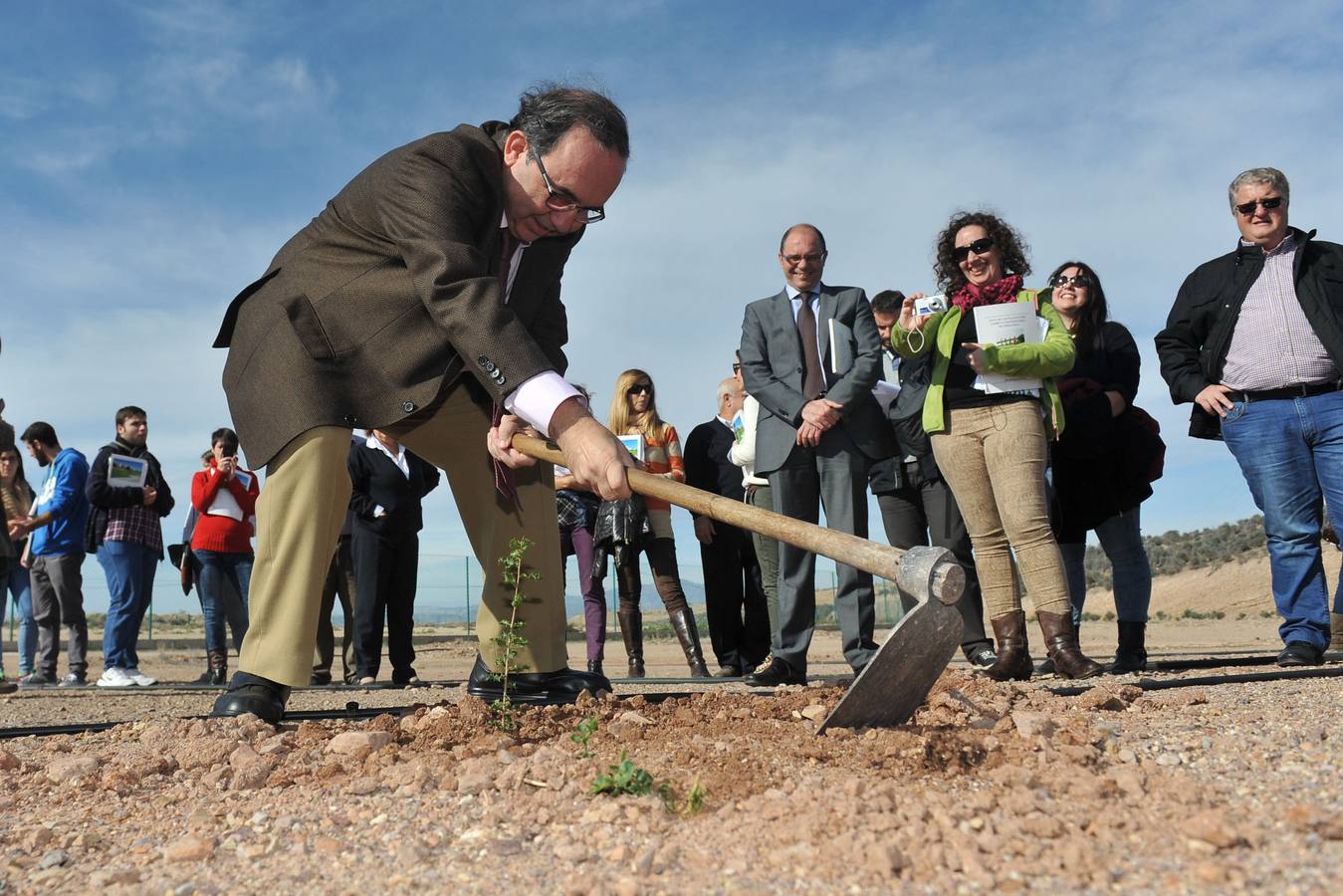Plantación de árboles en conmemoración del centenario de la Universidad de Murcia.