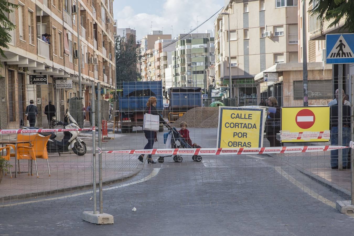 Obras en la Calle Alfonso X El Sabio de Cartagena.