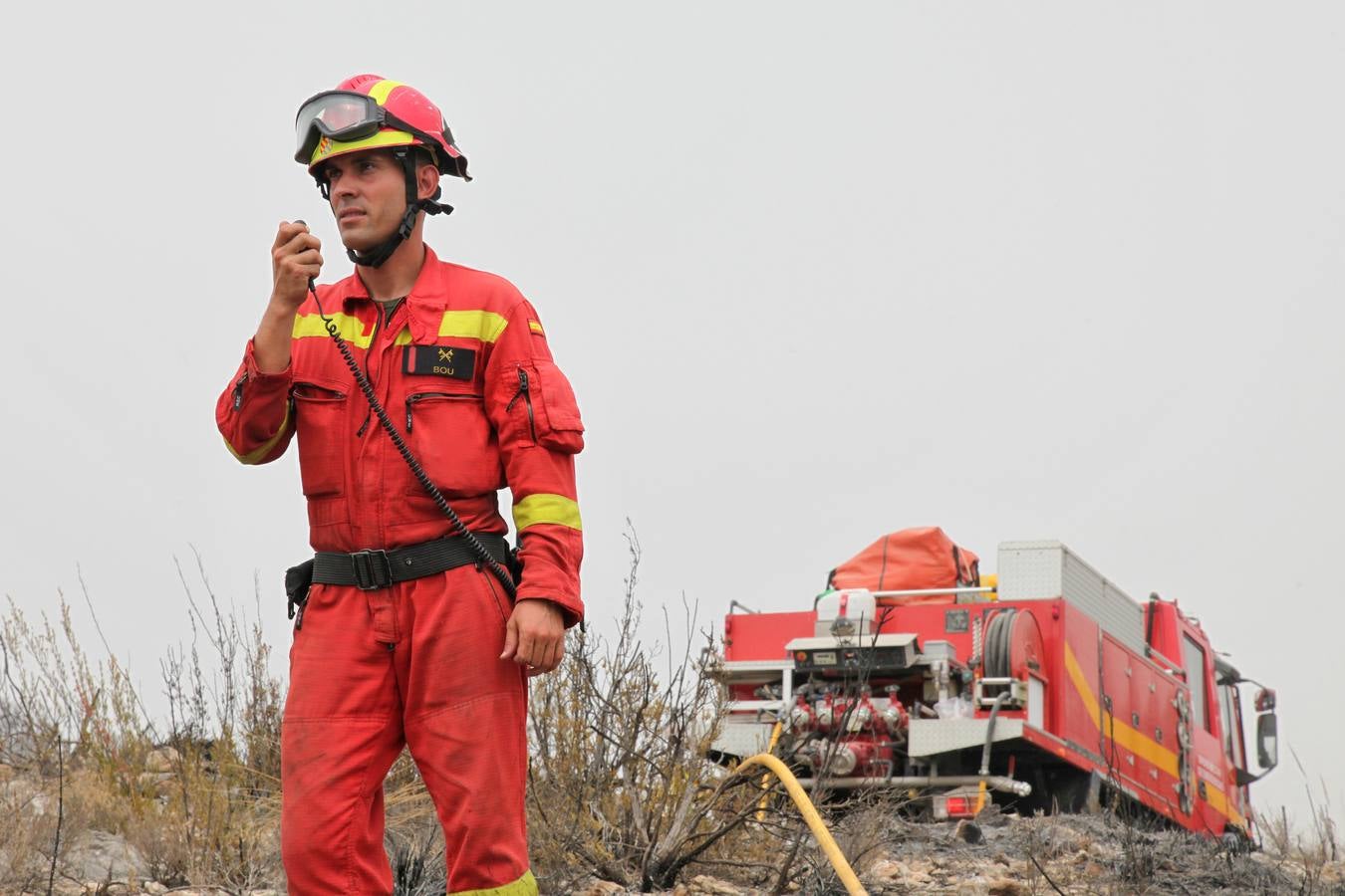 Trabajos de extinción del incendio de Cieza
