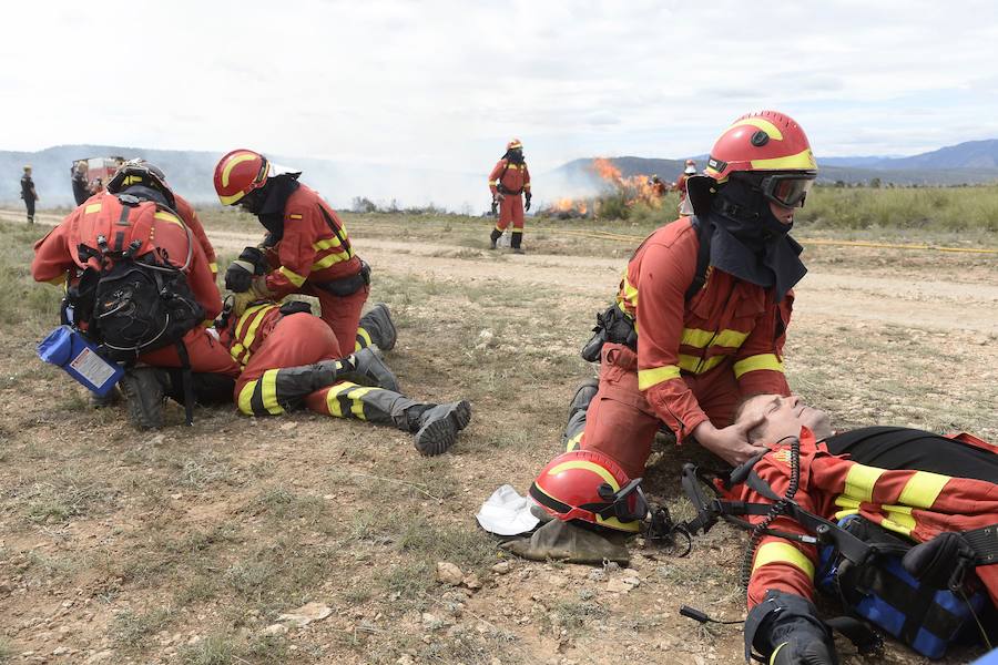 Los efectivos del Plan Infomur se preparan para los incendios forestales.