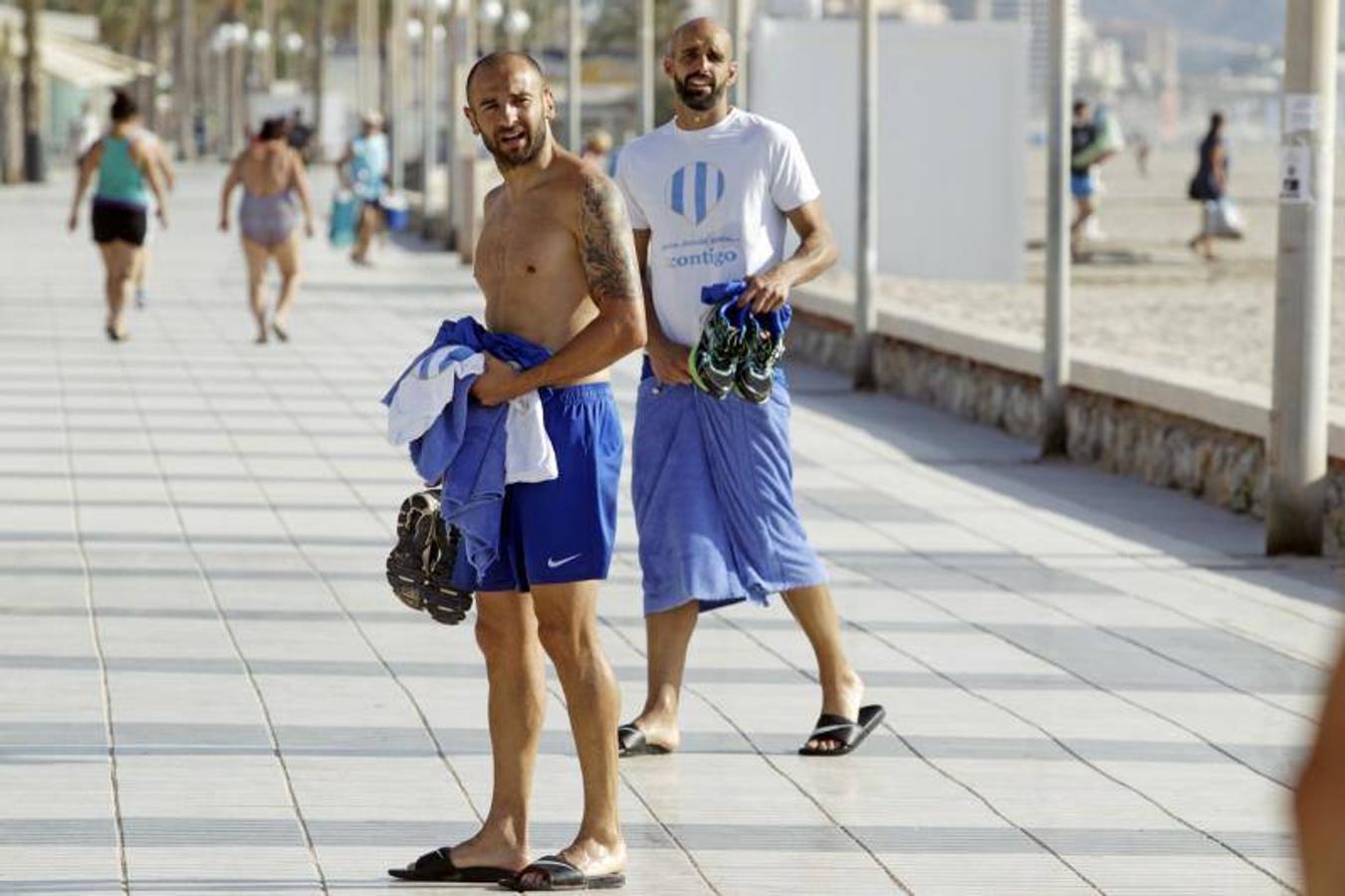 Entrenamiento del Hércules en la playa de San Juan