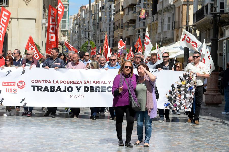 Los trabajadores también salieron a la calle en Cartagena.