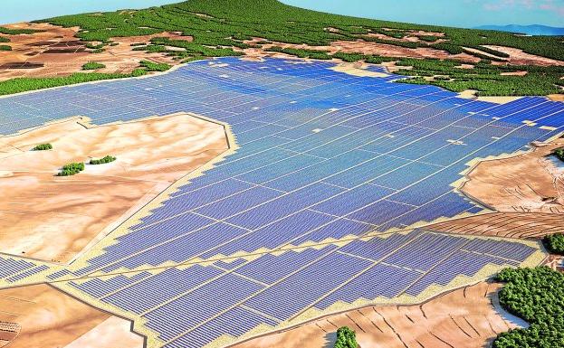 Infografía de la planta solar fotovoltaica que será construida en Zarcilla de Ramos. 