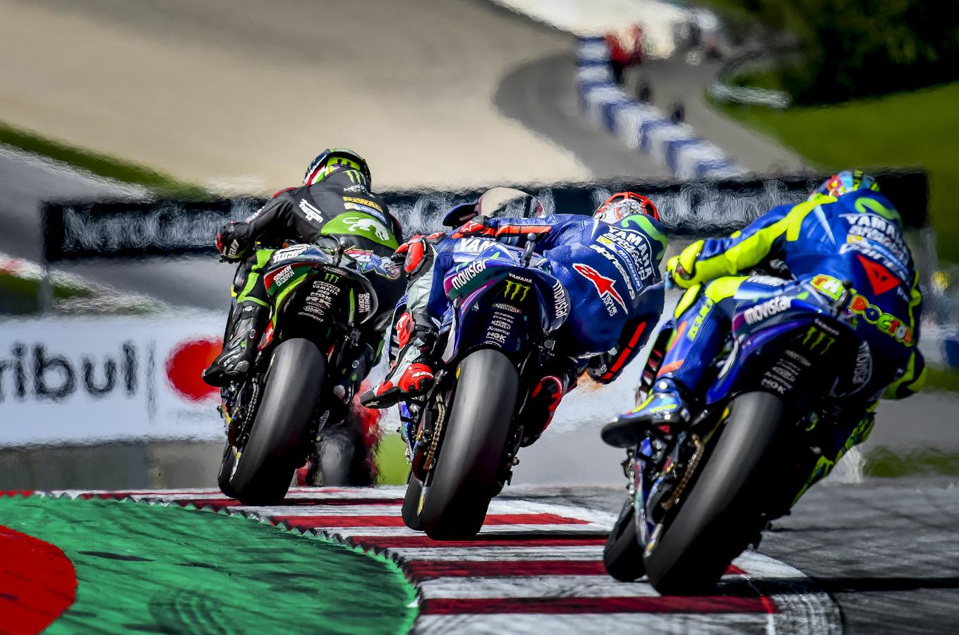 Zarco, Viñales y Rossi. 