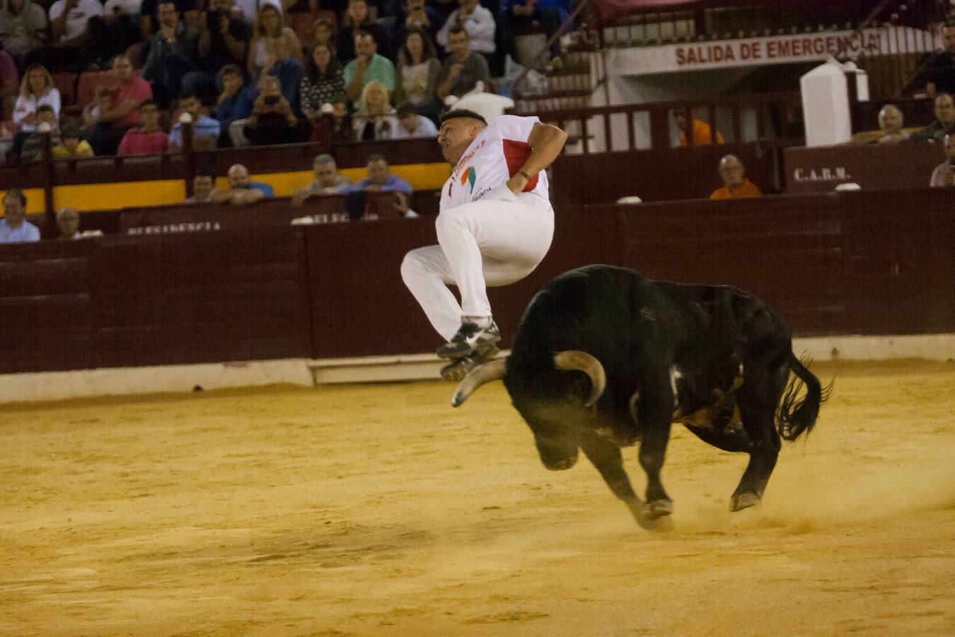 Las luces del centenario coso de La Condomina se encendieron anoche para acoger un espectáculo singular: una semifinal del Campeonato de España de recortadores